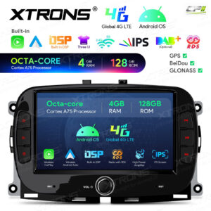 7-Zoll-Android-Octa-Core 4GB+128GB-Autoradio-Multimedia-Player Maßgeschneiderte Passform für Fiat 500 – IAH74500FL-04 CPII