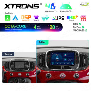 7-Zoll-Android-Octa-Core 4GB+128GB-Autoradio-Multimedia-Player Maßgeschneiderte Passform für Fiat 500 – IAH74500FL-14 CPII