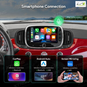 7-Zoll-Android-Octa-Core 4GB+128GB-Autoradio-Multimedia-Player Maßgeschneiderte Passform für Fiat 500 – IAH74500FL-15 CPII