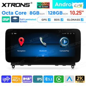10,25 Zoll Android Octa Core 8GB + 128GB Auto GPS Multimedia Player für Mercedes-Benz C-Klasse W204 (2007-2010)