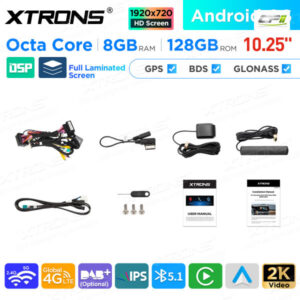10,25 Zoll Android Octa Core 8GB + 128GB Auto GPS Multimedia Player für Mercedes-Benz GLK-Klasse X204 (2008-2012) Lenkrad Lin