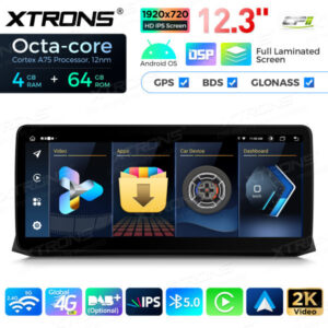 12,3 Zoll Octa Core 4 + 64 GB Global 4G LTE Android Autoradio Multimedia Player mit vollständig laminiertem Bildschirm für BM