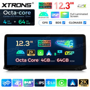 12,3 Zoll Octa Core 4 + 64 GB Global 4G LTE Android Autoradio Multimedia Player mit vollständig laminiertem Bildschirm für BM