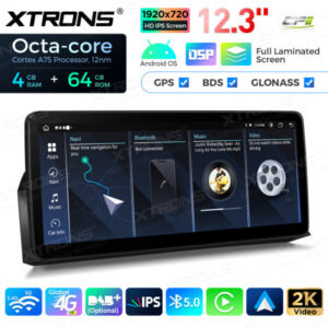 12,3 Zoll Octa Core 4 + 64 GB Global 4G LTE Android Autoradio Multimedia Player mit vollständig laminiertem Bildschirm für BM