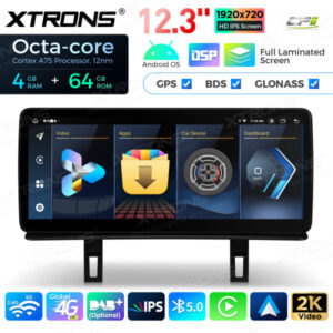 12,3 Zoll Octa Core 4 + 64 GB Global 4G LTE Android Car Stereo Multimedia Player mit vollständig laminiertem Bildschirm für B