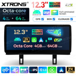 12,3 Zoll Octa Core 4 + 64 GB Global 4G LTE Android Car Stereo Multimedia Player mit vollständig laminiertem Bildschirm für B