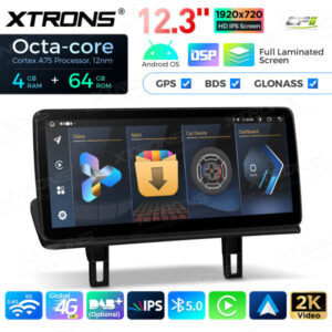 12,3 Zoll Octa Core 4 + 64 GB Global 4G LTE Android Car Stereo Multimedia Player mit vollständig laminiertem Bildschirm für B
