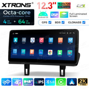 12,3 Zoll Octa Core 4 + 64 GB Global 4G LTE Android Car Stereo Multimedia Player mit vollständig laminiertem Bildschirm für B