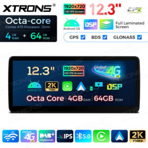 12,3 Zoll Octa Core 4 + 64 GB Global 4G LTE Android Autoradio Multimedia-Player mit vollständig laminiertem Bildschirm für BM