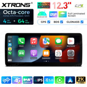 12,3 Zoll Octa Core 4 + 64 GB Global 4G LTE Android Autoradio Multimedia-Player mit vollständig laminiertem Bildschirm für BM