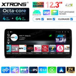 12,3 Zoll Octa Core 4 + 64 GB Global 4G LTE Android Autoradio Multimedia-Player mit vollständig laminiertem Bildschirm für BM