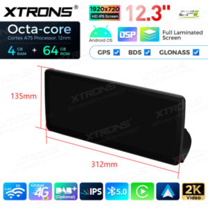 12,3 Zoll Octa Core 4 + 64 GB Global 4G LTE Android Autoradio Multimedia-Player mit vollständig laminiertem Bildschirm für BM