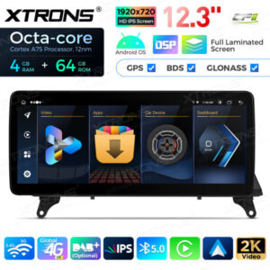 12,3 Zoll Octa Core 4 + 64 GB Global 4G LTE Android Autoradio Multimedia-Player mit vollständig laminiertem Bildschirm für BM