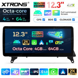 12,3 Zoll Octa Core 4 + 64 GB Global 4G LTE Android Autoradio Multimedia-Player mit vollständig laminiertem Bildschirm für BM