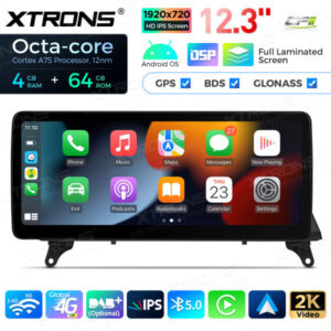 12,3 Zoll Octa Core 4 + 64 GB Global 4G LTE Android Autoradio Multimedia-Player mit vollständig laminiertem Bildschirm für BM