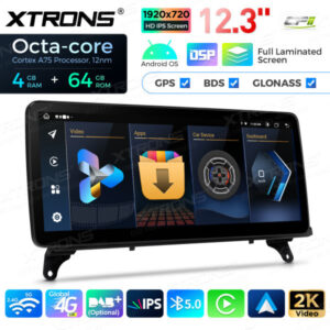 12,3 Zoll Octa Core 4 + 64 GB Global 4G LTE Android Autoradio Multimedia-Player mit vollständig laminiertem Bildschirm für BM