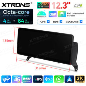 12,3 Zoll Octa Core 4 + 64 GB Global 4G LTE Android Autoradio Multimedia-Player mit vollständig laminiertem Bildschirm für BM