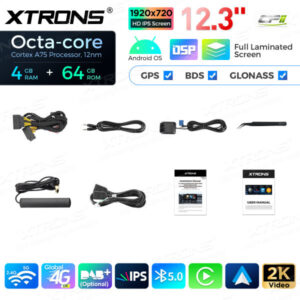 12,3 Zoll Octa Core 4 + 64 GB Global 4G LTE Android Autoradio Multimedia-Player mit vollständig laminiertem Bildschirm für BM
