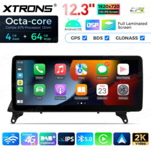 12,3 Zoll Octa Core 4 + 64 GB Global 4G LTE Android Autoradio Multimedia-Player mit vollständig laminiertem Bildschirm für BM