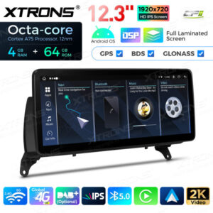 12,3 Zoll Octa Core 4 + 64 GB Global 4G LTE Android Autoradio Multimedia-Player mit vollständig laminiertem Bildschirm für BM