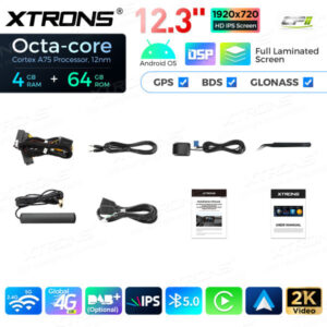 12,3 Zoll Octa Core 4 + 64 GB Global 4G LTE Android Autoradio Multimedia-Player mit vollständig laminiertem Bildschirm für BM