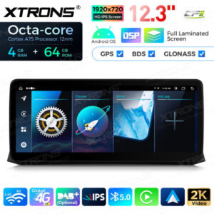 12,3 Zoll Octa Core 4 + 64 GB Global 4G LTE Android Autoradio Multimedia-Player mit vollständig laminiertem Bildschirm für BM