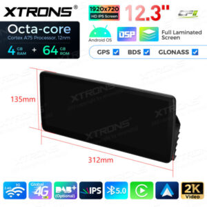 12,3 Zoll Octa Core 4 + 64 GB Global 4G LTE Android Autoradio Multimedia-Player mit vollständig laminiertem Bildschirm für BM