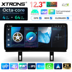 12,3 Zoll Octa Core 4 + 64 GB Global 4G LTE Android Autoradio Multimedia-Player mit vollständig laminiertem Bildschirm für BM
