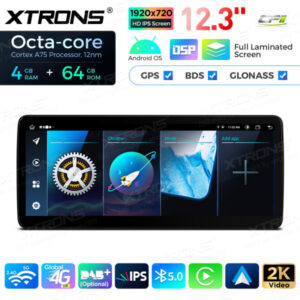 12,3-Zoll-Octa Core 4 + 64 GB Global 4G LTE Android Auto-Stereo-Multimedia-Player mit vollständig laminiertem Bildschirm für