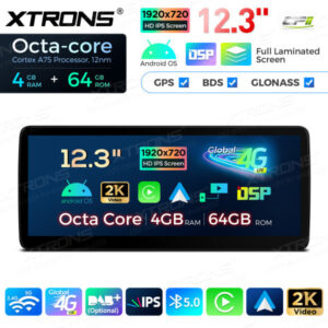 12,3-Zoll-Octa Core 4 + 64 GB Global 4G LTE Android Auto-Stereo-Multimedia-Player mit vollständig laminiertem Bildschirm für