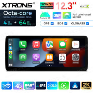 12,3-Zoll-Octa Core 4 + 64 GB Global 4G LTE Android Auto-Stereo-Multimedia-Player mit vollständig laminiertem Bildschirm für