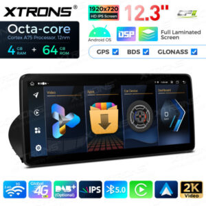 12,3-Zoll-Octa Core 4 + 64 GB Global 4G LTE Android Auto-Stereo-Multimedia-Player mit vollständig laminiertem Bildschirm für