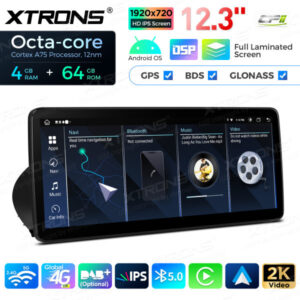12,3-Zoll-Octa Core 4 + 64 GB Global 4G LTE Android Auto-Stereo-Multimedia-Player mit vollständig laminiertem Bildschirm für