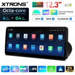 12,3-Zoll-Octa Core 4 + 64 GB Global 4G LTE Android Auto-Stereo-Multimedia-Player mit vollständig laminiertem Bildschirm für
