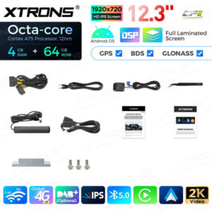 12,3-Zoll-Octa Core 4 + 64 GB Global 4G LTE Android Auto-Stereo-Multimedia-Player mit vollständig laminiertem Bildschirm für