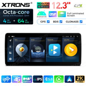 12,3-Zoll-Octa Core 4 + 64 GB Global 4G LTE Android Auto-Stereo-Multimedia-Player mit vollständig laminiertem Bildschirm für