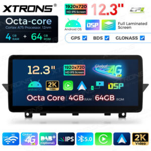 12,3 Zoll Octa Core 4 + 64 GB Global 4G LTE Android Autoradio Multimedia-Player mit vollständig laminiertem Bildschirm für BM