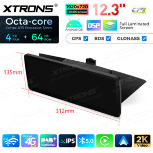 12,3 Zoll Octa Core 4 + 64 GB Global 4G LTE Android Autoradio Multimedia-Player mit vollständig laminiertem Bildschirm für BM