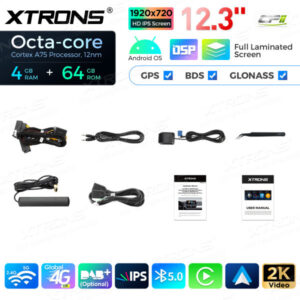 12,3 Zoll Octa Core 4 + 64 GB Global 4G LTE Android Autoradio Multimedia-Player mit vollständig laminiertem Bildschirm für BM