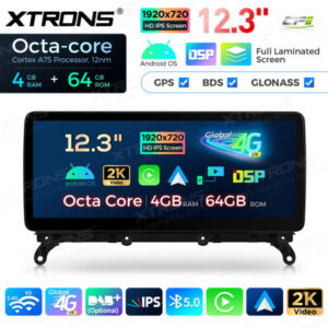 12,3 Zoll Octa Core 4 + 64 GB Global 4G LTE Android Autoradio Multimedia-Player mit vollständig laminiertem Bildschirm für BM