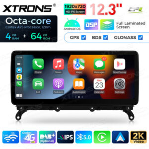 12,3 Zoll Octa Core 4 + 64 GB Global 4G LTE Android Autoradio Multimedia-Player mit vollständig laminiertem Bildschirm für BM