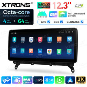 12,3 Zoll Octa Core 4 + 64 GB Global 4G LTE Android Autoradio Multimedia-Player mit vollständig laminiertem Bildschirm für BM