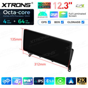 12,3 Zoll Octa Core 4 + 64 GB Global 4G LTE Android Autoradio Multimedia-Player mit vollständig laminiertem Bildschirm für BM