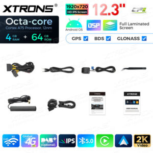 12,3 Zoll Octa Core 4 + 64 GB Global 4G LTE Android Autoradio Multimedia-Player mit vollständig laminiertem Bildschirm für BM
