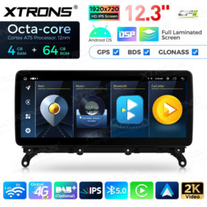 12,3 Zoll Octa Core 4 + 64 GB Global 4G LTE Android Autoradio Multimedia-Player mit vollständig laminiertem Bildschirm für BM
