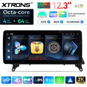 12,3 Zoll Octa Core 4 + 64 GB Global 4G LTE Android Autoradio Multimedia-Player mit vollständig laminiertem Bildschirm für BM