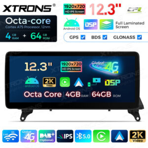 12,3 Zoll Octa Core 4 + 64 GB Global 4G LTE Android Autoradio Multimedia-Player mit vollständig laminiertem Bildschirm für BM
