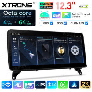 12,3 Zoll Octa Core 4 + 64 GB Global 4G LTE Android Autoradio Multimedia-Player mit vollständig laminiertem Bildschirm für BM