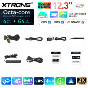 12,3 Zoll Octa Core 4 + 64 GB Global 4G LTE Android Autoradio Multimedia-Player mit vollständig laminiertem Bildschirm für BM