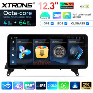 12,3-Zoll-Octa Core 4 + 64 GB Global 4G LTE Android Auto-Stereo-Multimedia-Player mit vollständig laminiertem Bildschirm für